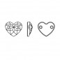 Swarovski 3259 Heart Sew-on 12mm Crystal Silver Night 1ks