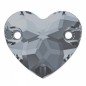 Swarovski 3259 Heart Sew-on 12mm Crystal Silver Night 1ks