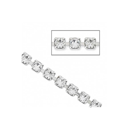 Swarovski štrasová retiazka 2.2mm Crystal/Rhodium 20cm