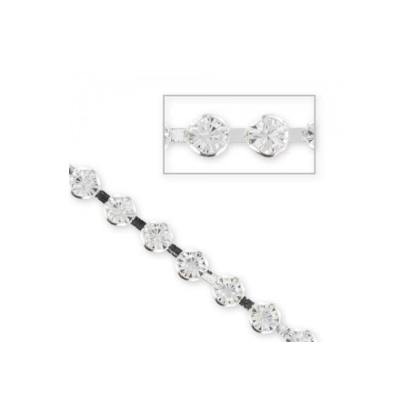 Swarovski štrasová retiazka 3mm Crystal/Rhodium 20cm