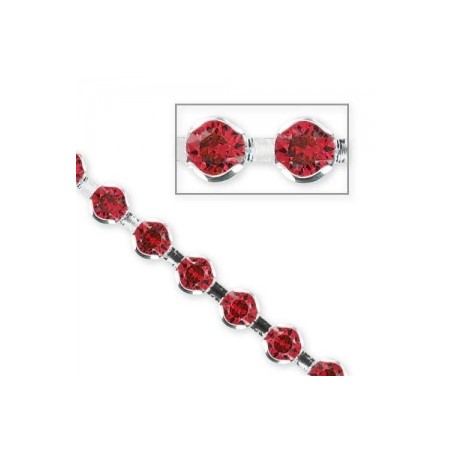 Swarovski štrasová retiazka 4mm Siam / Rhodium Tone x20cm