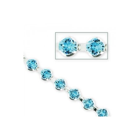 Swarovski štrasová retiazka 4mm Aquamarine / Rhodium Tone x20cm