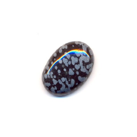 Obsidián vločkový oválny kabošon 25x18mm x 1ks
