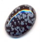 Obsidián vločkový oválny kabošon 25x18mm x 1ks