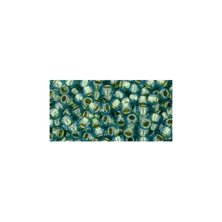 TOHO Round Beads 8/0 Inside Color Aqua/Gold Lined - 10g