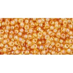 TOHO Round Beads 11/0 Transparent Rainbow Medium Topaz - 10g