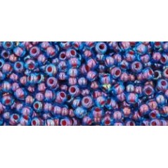 TOHO Round Beads 11/0 Inside-Color Aqua/Oxblood Lined - 10g