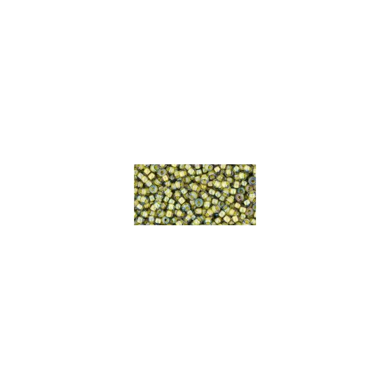 TOHO Round Beads 11/0 Inside-Color Luster Black Diamond/Opaque Yellow Lined - 10g TOHO Round Beads 11/0 Inside-Color Luster Black Diamond/Opaque Yellow Lined - 10g
