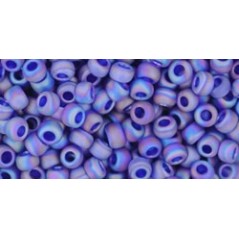 TOHO Round Beads 11/0 Transparent-Rainbow-Frosted Dark Sapphire  - 10g