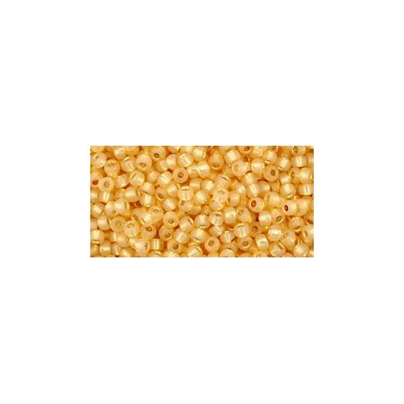 TOHO Round Beads 11/0 Silver-Lined Milky Lt Topaz - 10g
