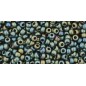 TOHO Round Beads 11/0 Frosted Metallic Iris - Green/Brown - 10g