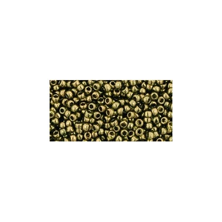 TOHO Round Beads 11/0 Gold-Lustered Prairie Green - 10g