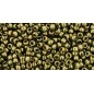 TOHO Round Beads 11/0 Gold-Lustered Prairie Green - 10g