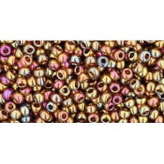 TOHO Round Beads 11/0 Gold-Lustered Dark Topaz - 10g