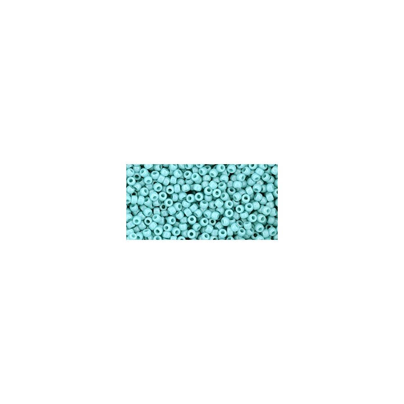 TOHO Round Beads 11/0 Hybrid Sueded Gold Opaque Turquoise - 10g