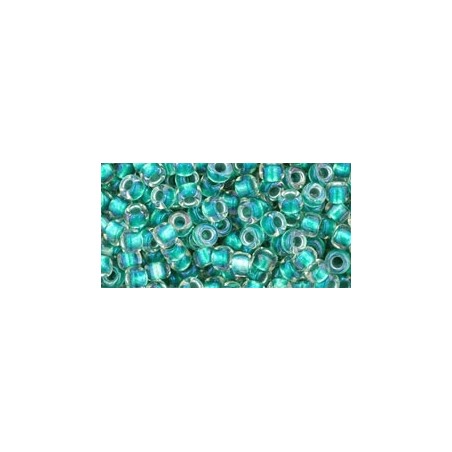 TOHO Round Beads 8/0 Inside-Color Rainbow Crystal/Teal-Lined - 10g