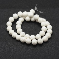 Lávový kameň prírodný farbený biely korálky 8mm x 1ks