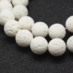 Lávový kameň prírodný farbený biely korálky 6mm x 1ks