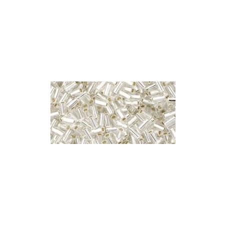 Toho Bugle 3mm Silver-Lined Crystal - 10g