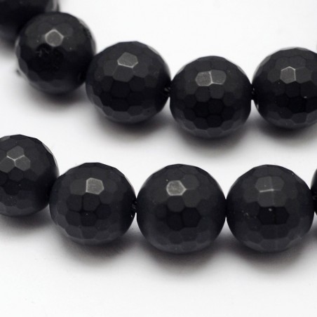 Achát prírodný čierny fazetovaný 8mm x 1ks