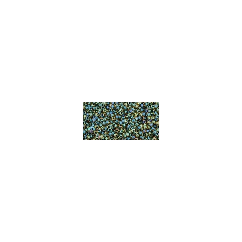 TOHO Round Beads 15/0Inside-Color Topaz/Opaque Emerald Lined - 5g TOHO Round Beads 15/0Inside-Color Topaz/Opaque Emerald Lined - 5g
