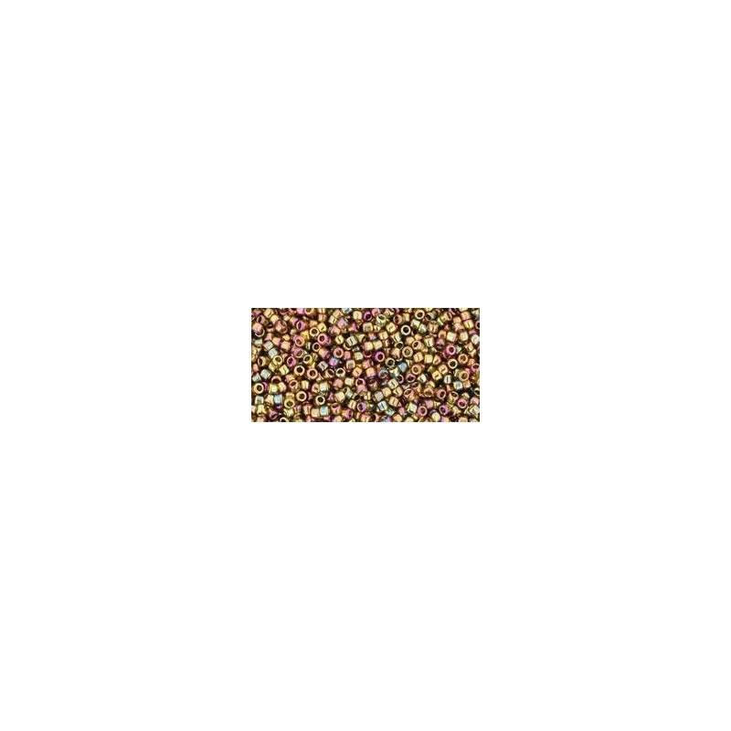 TOHO Round Beads 15/ Gold-Lustered Dark Topaz - 5g