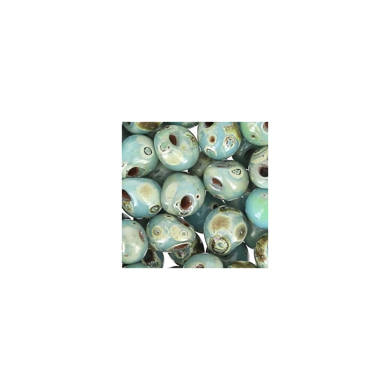 MIYUKI Drop 3.4mm Opaque Blue Turquoise Picasso - 8g MIYUKI Drop 3.4mm Opaque Blue Turquoise Picasso - 8g