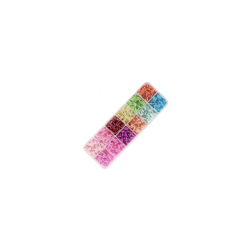 PRECIOSA Bugle MIX 6x2mm Dyed Silver Lined - 200g