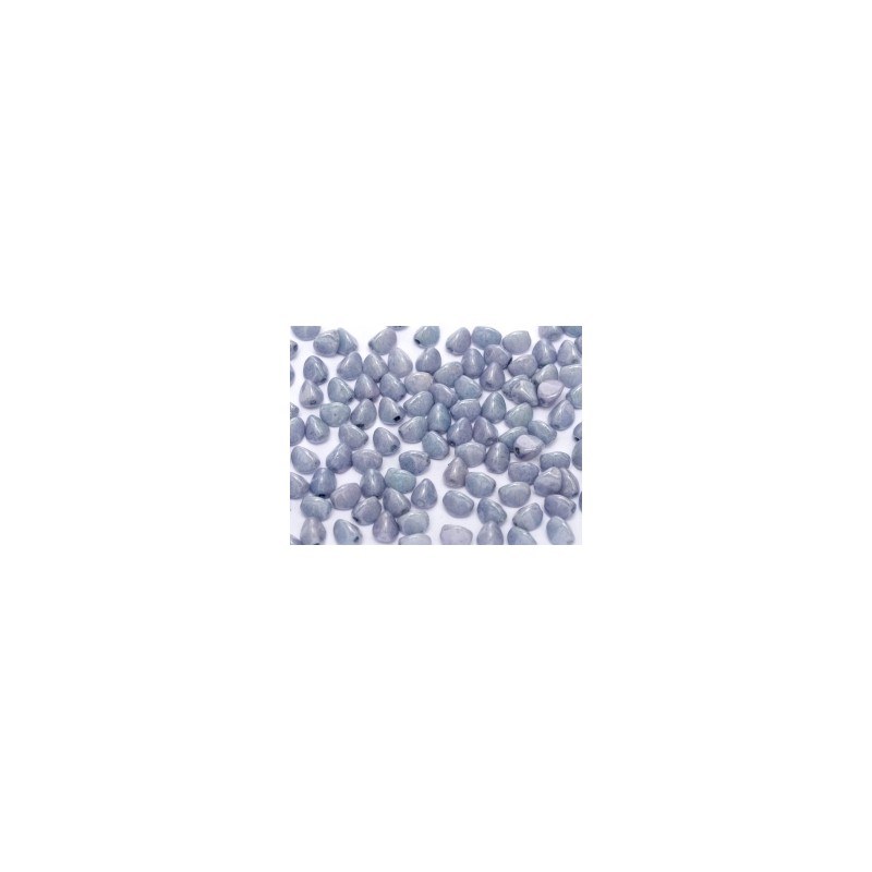 PINCH Beads (POHANKA) 5x3mm Chalk White Baby Blue Luster - 10g