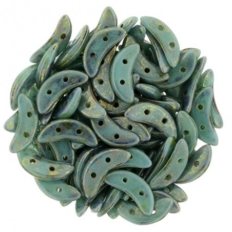 CzechMates Crescent - Turquoise Bronze Picasso x 50ks