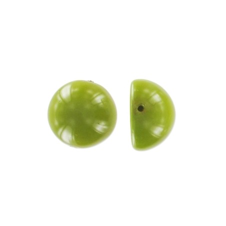 DOME Beads 14x8mm Pea Green x 5ks