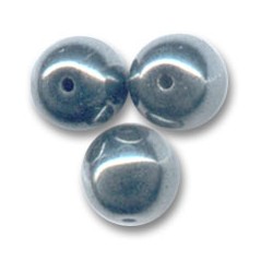 Sklenené korálky 6mm Jet Hematite x 25ks