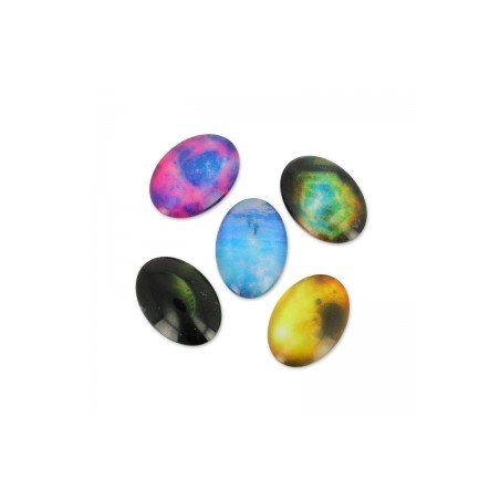 Sklelené kabošony 18x13mm Galaxy x 10ks