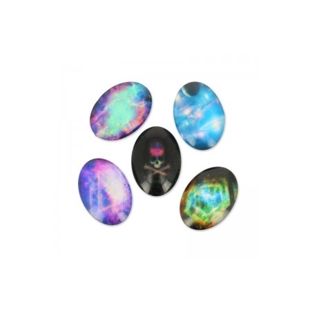 Sklelené kabošony 25x18mm Galaxy x 10ks