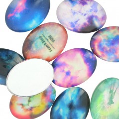 Sklelené kabošony 25x18mm Galaxy x 10ks