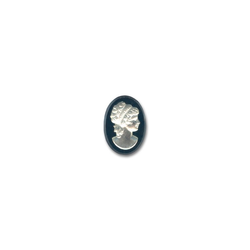 Sklelený Cameo kabošon 30x20mm Black/Mat Crystal x 1ks