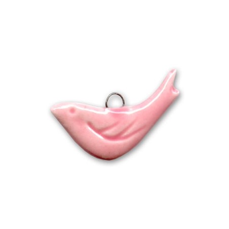 Keramický prívesok vtáčik 15x30mm Rose x 1ks