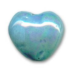 Keramické srdiečko 20mm Iridescent Turquoise x 1ks