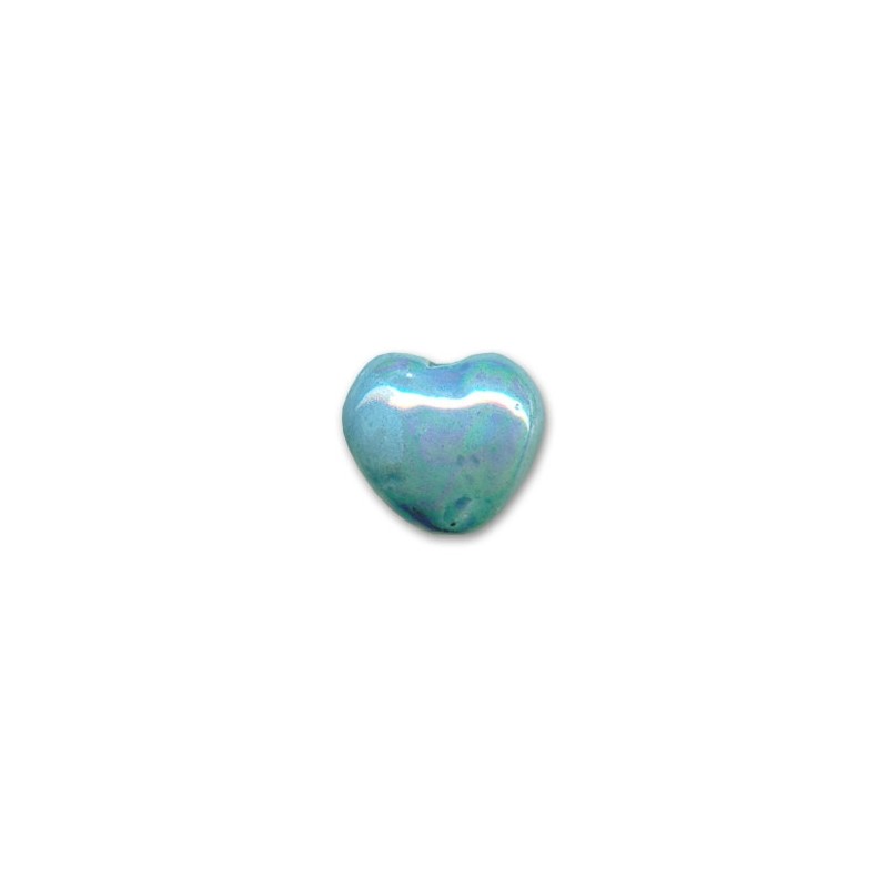 Keramické srdiečko 20mm Iridescent Turquoise x 1ks