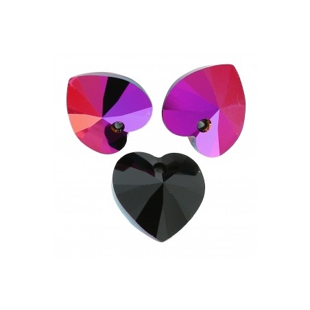 Swarovski 6228 Heart 14.4x14mm Jet Astral Pink